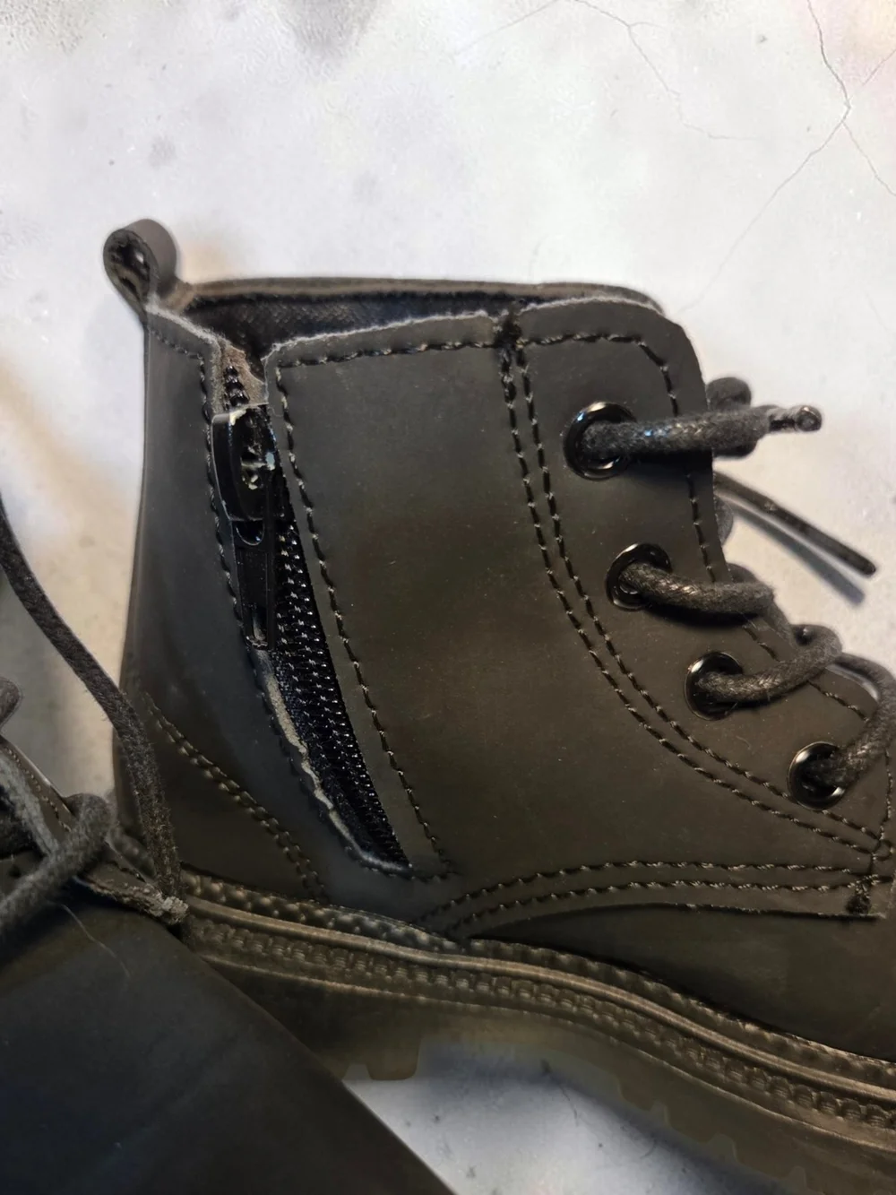 Kids Black Lace-Up Combat Boots **